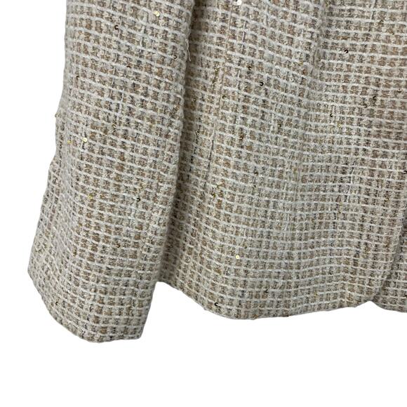 Escada Cream Gold Metallic Wool Blend Tweed Suit Jacket Womens 40 / US 10 - Picture 2 of 8